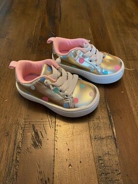 Carter's Metallic Gold Polka Dot Sneakers with Pink Lining